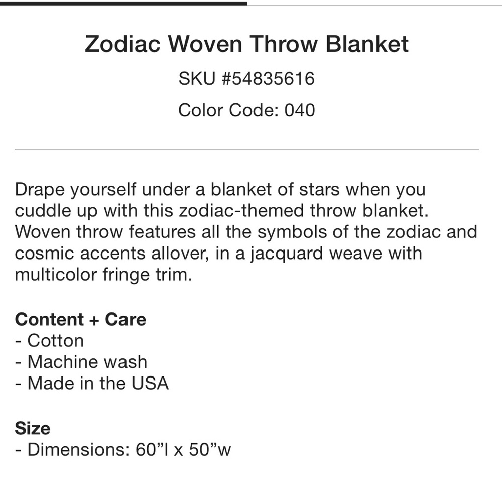 ๐น {PRICE FIRM} UO Zodiac Woven Throw Blanket/Tapestry - Picture 5 of 12